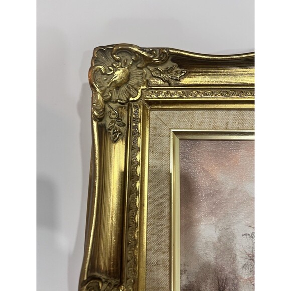 Original Oil On Canvas Painting With Winter Landscape Cottage On The Lake 15” - Picture 13 of 16